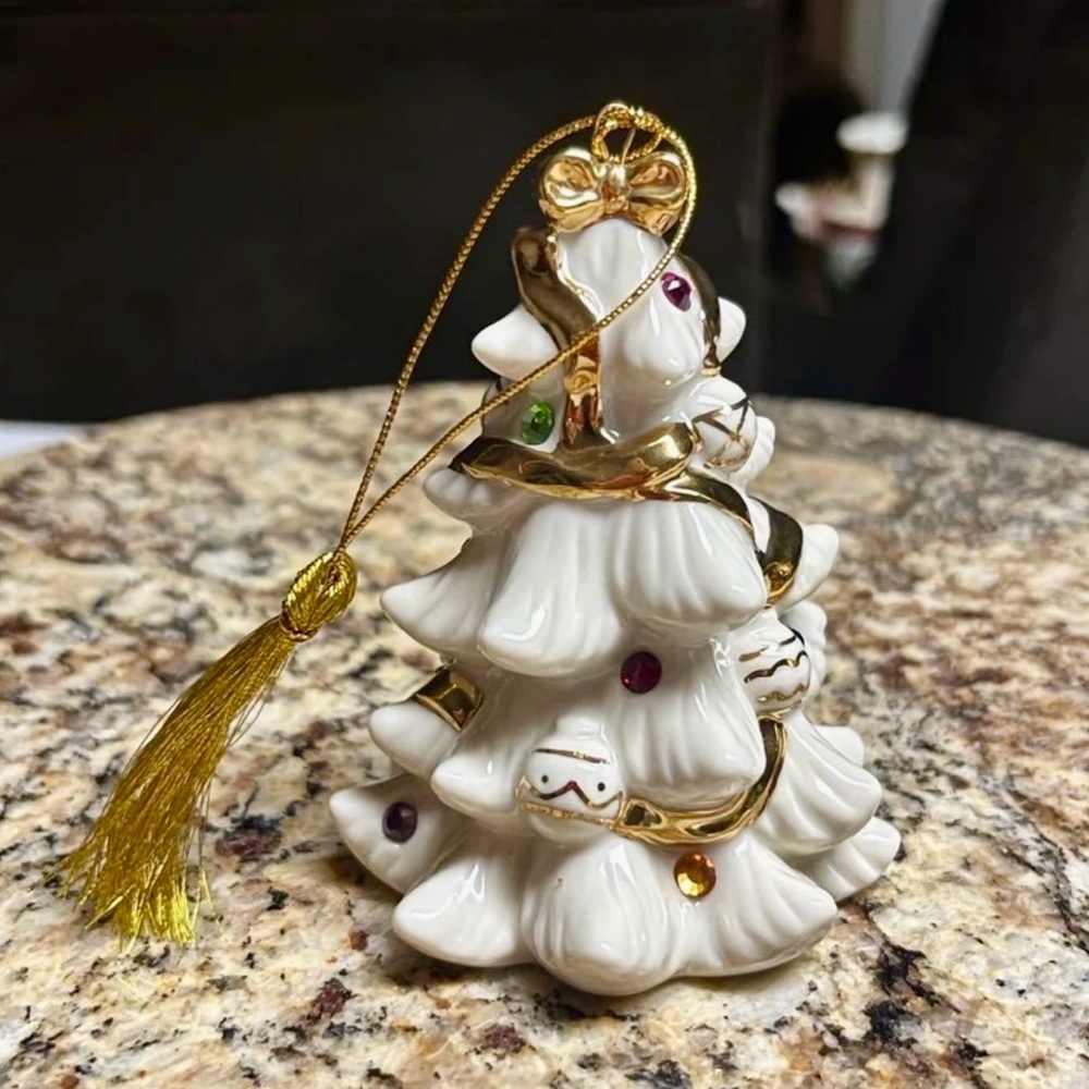 Lenox~2001 Jeweled Christmas Tree Ceramic Ornament W/ Colored Jewels & Gold Trim - Picture 8 of 12